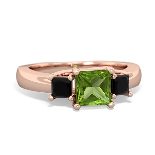 Peridot Genuine Peridot with Genuine Black Onyx and Lab Created Emerald Three Stone Trellis ring Ring