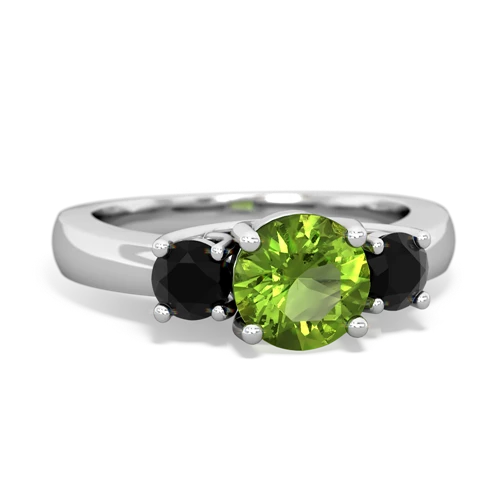 Peridot Genuine Peridot with Genuine Black Onyx and Lab Created Emerald Three Stone Trellis ring Ring