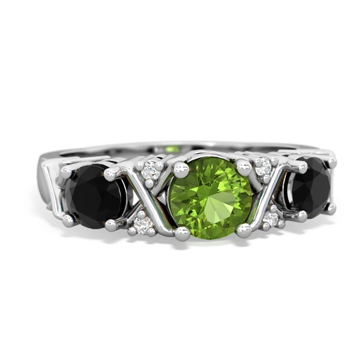 Peridot Genuine Peridot with Genuine Black Onyx and  Hugs and Kisses ring Ring