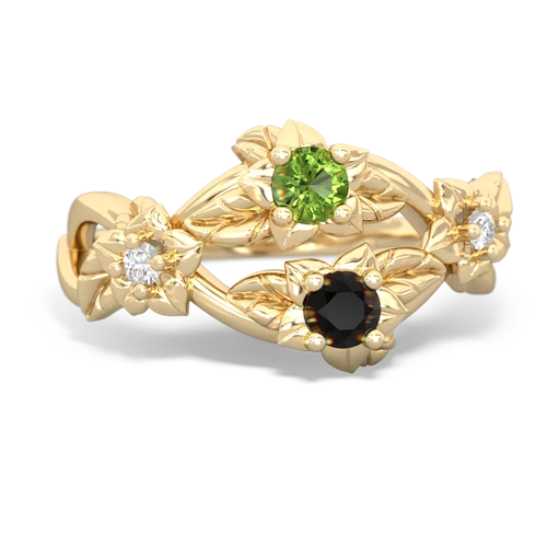 Peridot Genuine Peridot with Genuine Black Onyx Sparkling Bouquet ring Ring