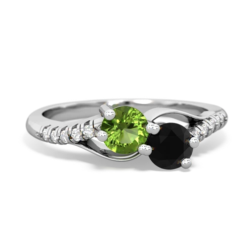 peridot-onyx two stone infinity ring