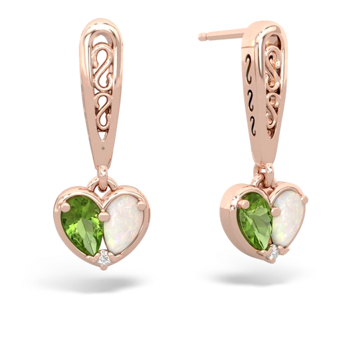 peridot-opal filligree earrings
