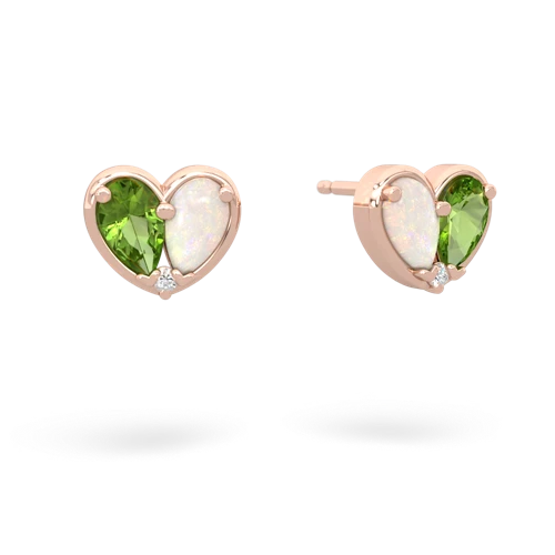 peridot-opal one heart earrings