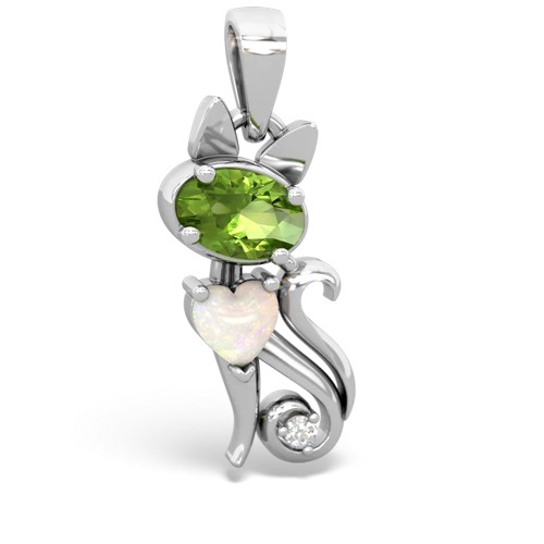 peridot-opal kitten pendant