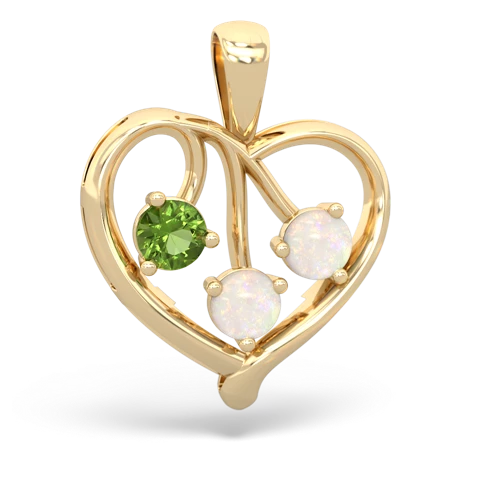 Genuine Peridot with Genuine Opal and Genuine Aquamarine Glowing Heart pendant
