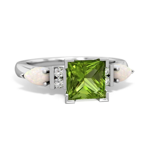 Genuine Peridot with Genuine Opal and Genuine Aquamarine Engagement ring