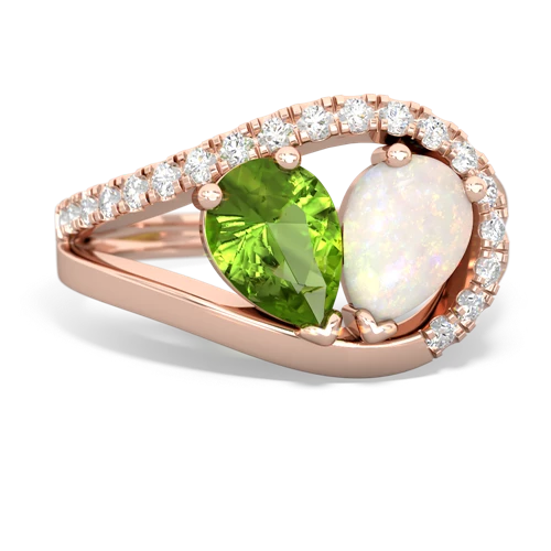 peridot-opal pave heart ring