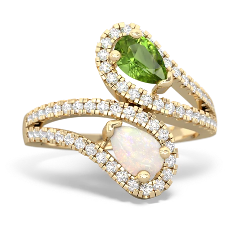 peridot-opal pave swirls ring