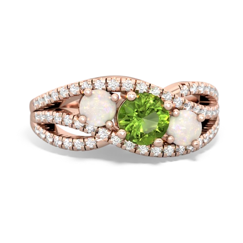 peridot-opal three stone pave ring