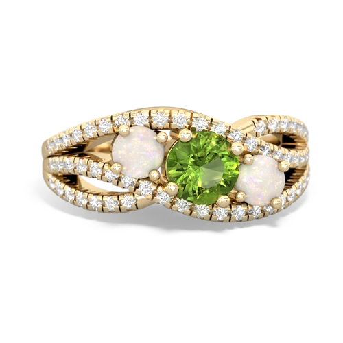 peridot-opal three stone pave ring