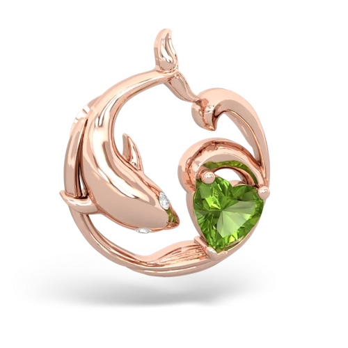 peridot dolphin heart pendant