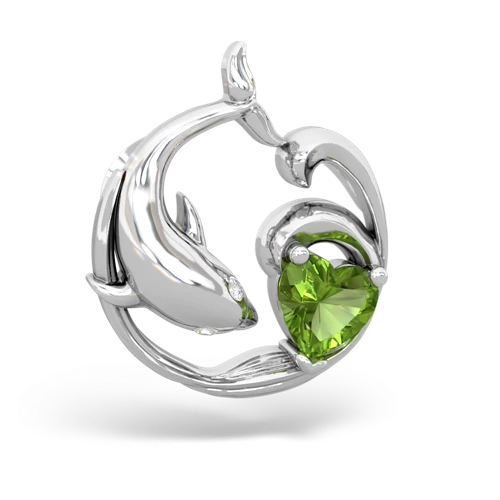 peridot dolphin heart pendant