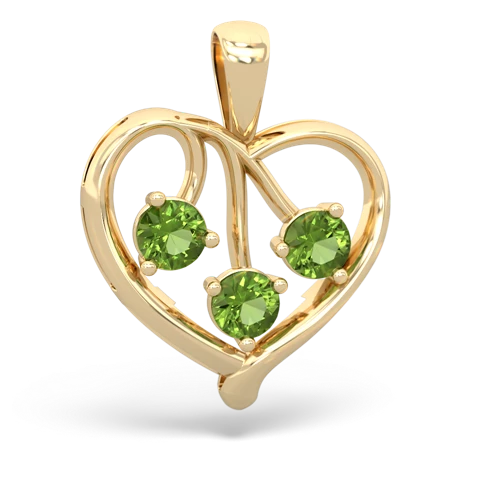 peridot love heart pendant