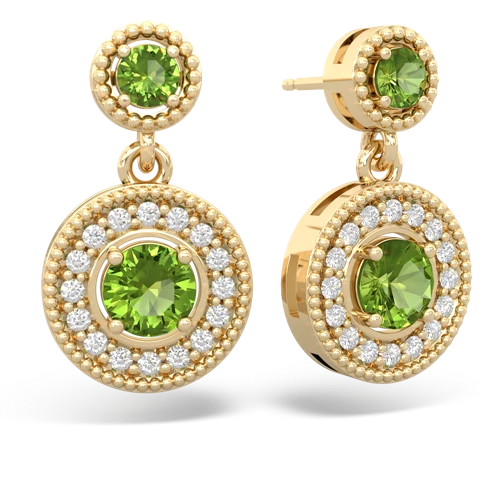 peridot-peridot halo earrings