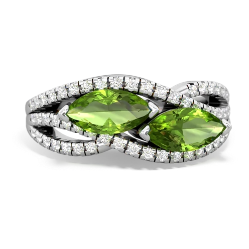 peridot-peridot double heart ring