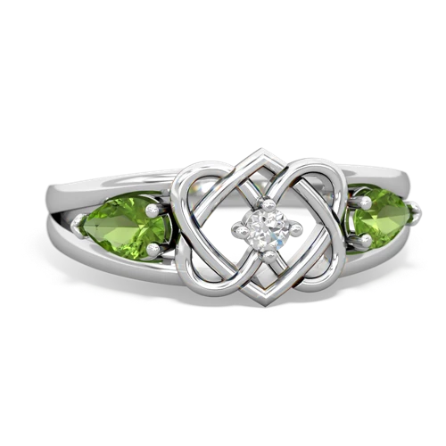 peridot-peridot double heart ring