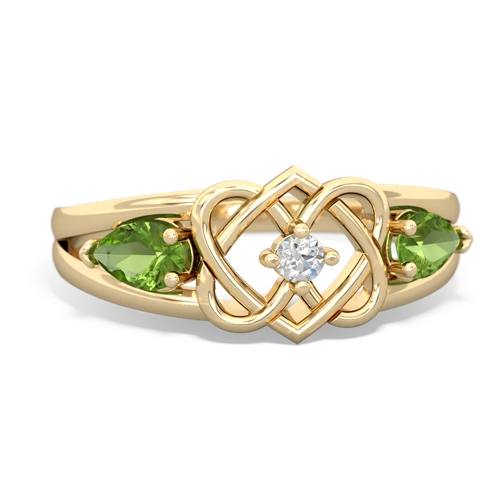 peridot-peridot double heart ring