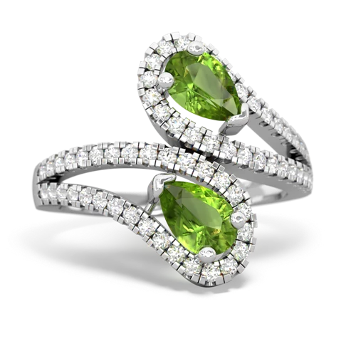 peridot-peridot pave swirls ring