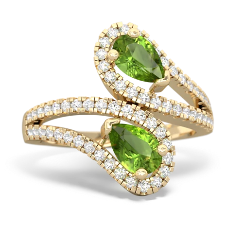 peridot-peridot pave swirls ring