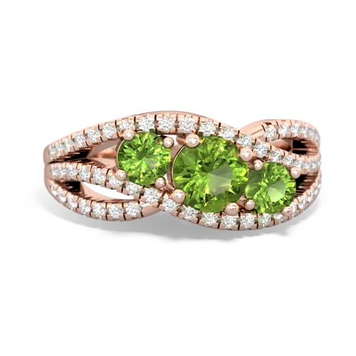 peridot-peridot three stone pave ring