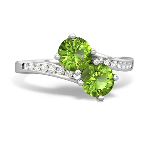 peridot-peridot two stone channel ring