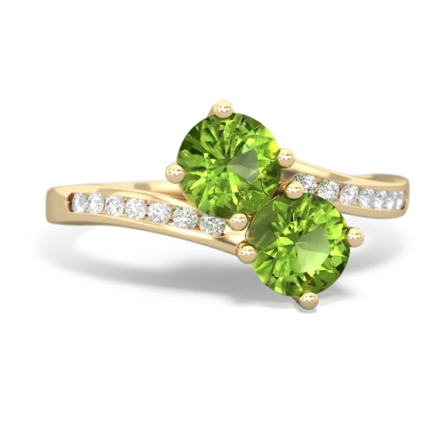 peridot-peridot two stone channel ring