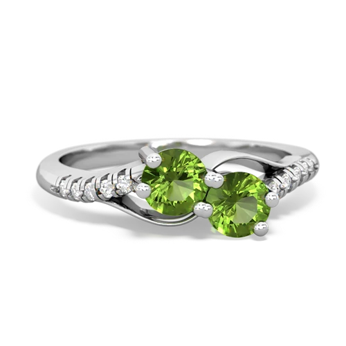 peridot-peridot two stone infinity ring