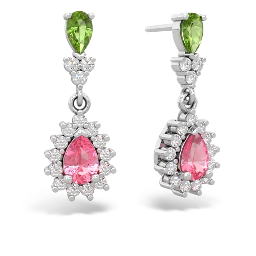 peridot-pink sapphire dangle earrings