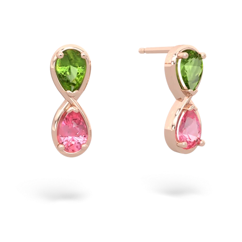 peridot-pink sapphire infinity earrings