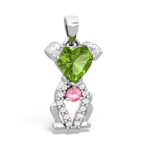 peridot-pink sapphire birthstone puppy pendant