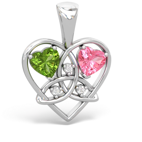 peridot-pink sapphire celtic heart pendant