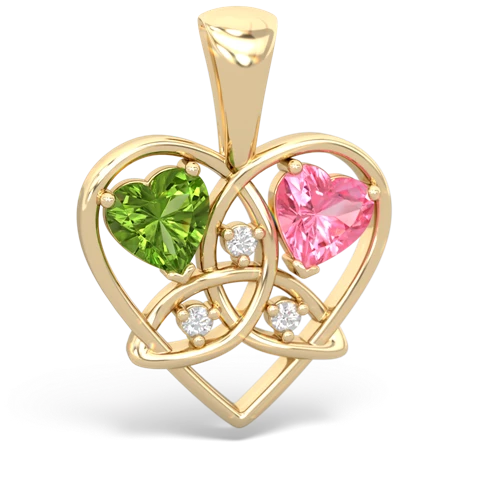 peridot-pink sapphire celtic heart pendant