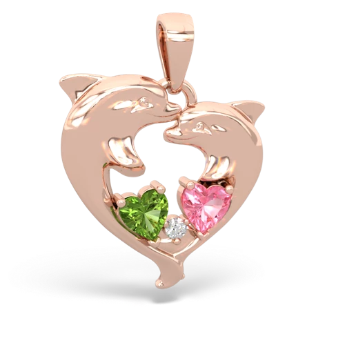 peridot-pink sapphire dolphins pendant