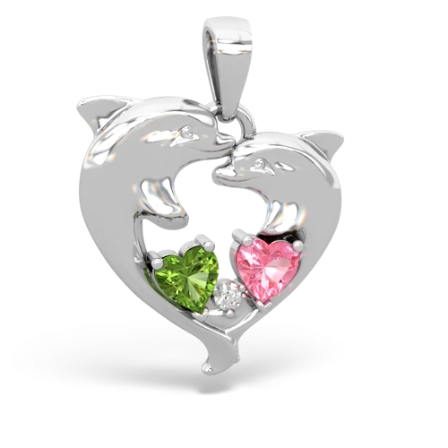 peridot-pink sapphire dolphins pendant