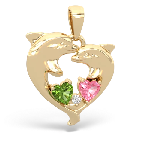 peridot-pink sapphire dolphins pendant