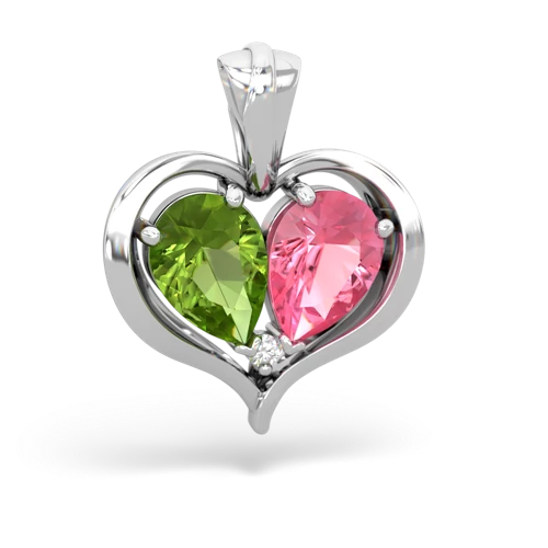 peridot-pink sapphire half heart whole pendant