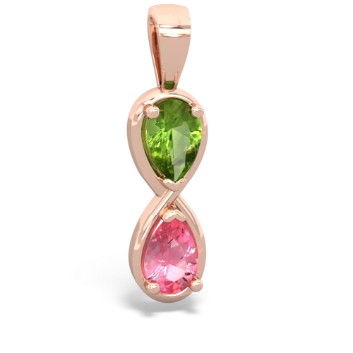 Peridot Genuine Peridot with Lab Created Pink Sapphire Infinity pendant Pendant