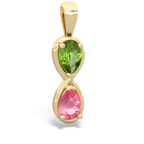 peridot-pink sapphire infinity pendant