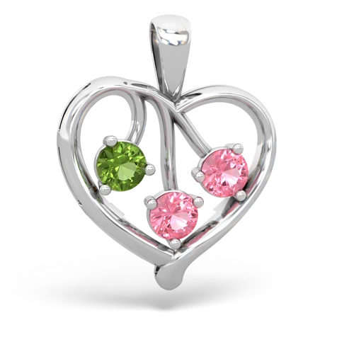 peridot-pink sapphire love heart pendant