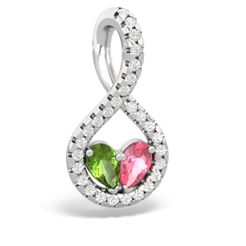 peridot-pink sapphire pave twist pendant