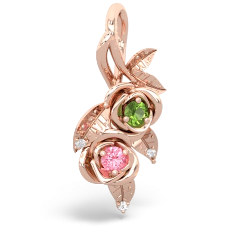 peridot-pink sapphire rose vine pendant