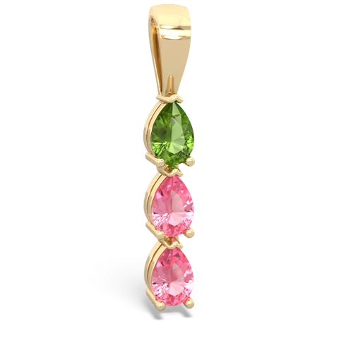 peridot-pink sapphire three stone pendant