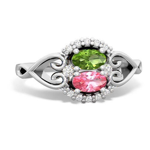 peridot-pink sapphire antique keepsake ring