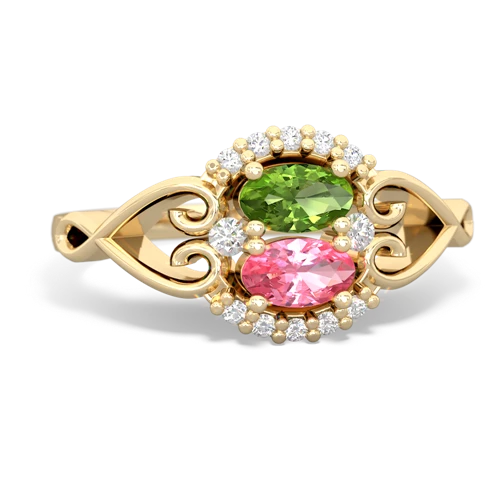 peridot-pink sapphire antique keepsake ring