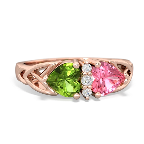 peridot-pink sapphire celtic ring