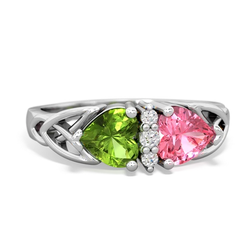 peridot-pink sapphire celtic ring