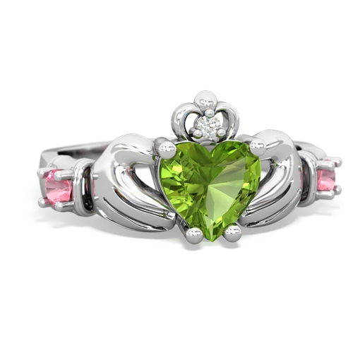 peridot-pink sapphire claddagh ring
