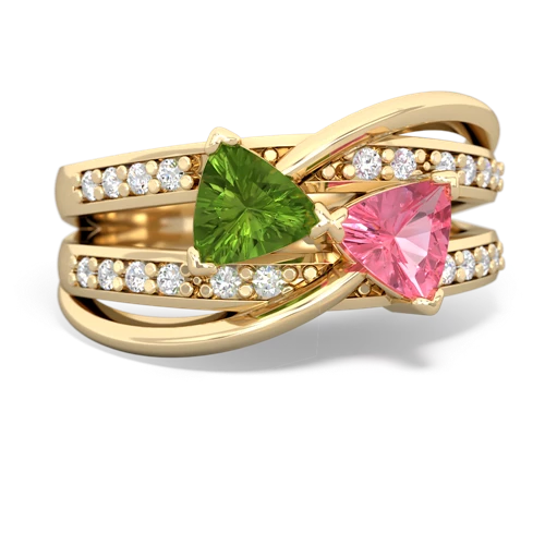 Peridot Genuine Peridot with Lab Created Pink Sapphire Bowtie ring Ring