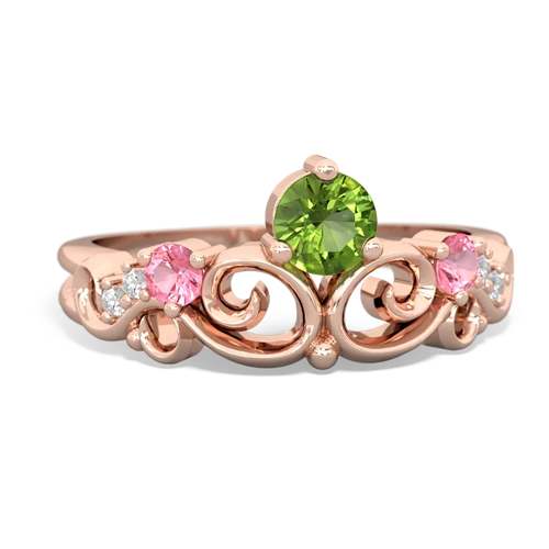 Peridot Genuine Peridot with Lab Created Pink Sapphire and Lab Created Alexandrite Crown Keepsake ring Ring