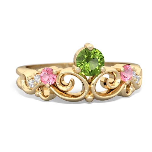 Peridot Genuine Peridot with Lab Created Pink Sapphire and  Crown Keepsake ring Ring